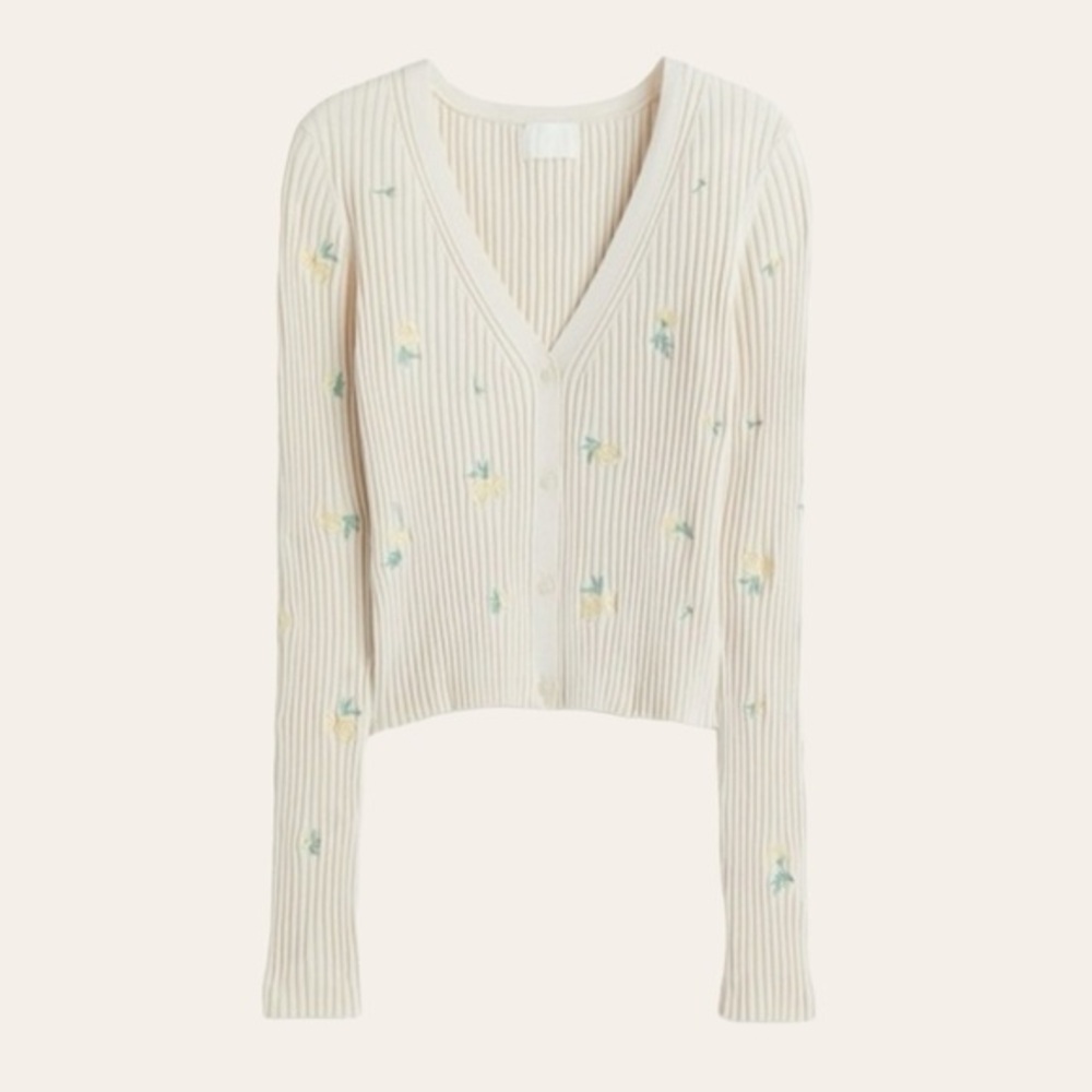 H&M Ribbed Cardigan with Embroidery 💕